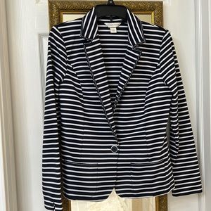 Christopher & Banks Navy & White stripe blazer M